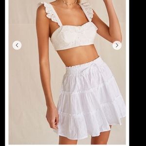 Eyelet Tiered Mini Skirt